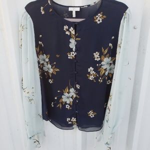 Joie Floral Two Toned Top